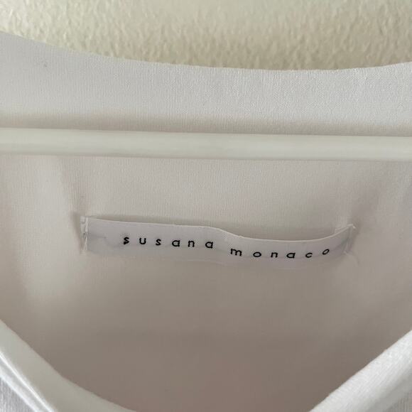 Susana Monaco Tunic Top Womens Medium White Lagenlook Minimalist Classic Basic - Picture 4 of 7